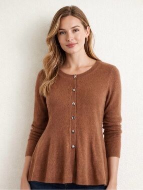 Brown Women's Button-Front Sweater Cardigan